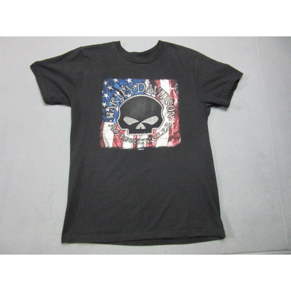 Harley Davidson T Shirt Men Medium Black Mile High Denver Double Skull Graphic